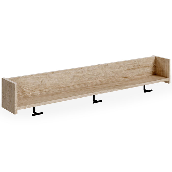 Oliah - Natural - Wall Mounted Coat Rack W/shelf Sacramento Furniture Store Furniture store in Sacramento