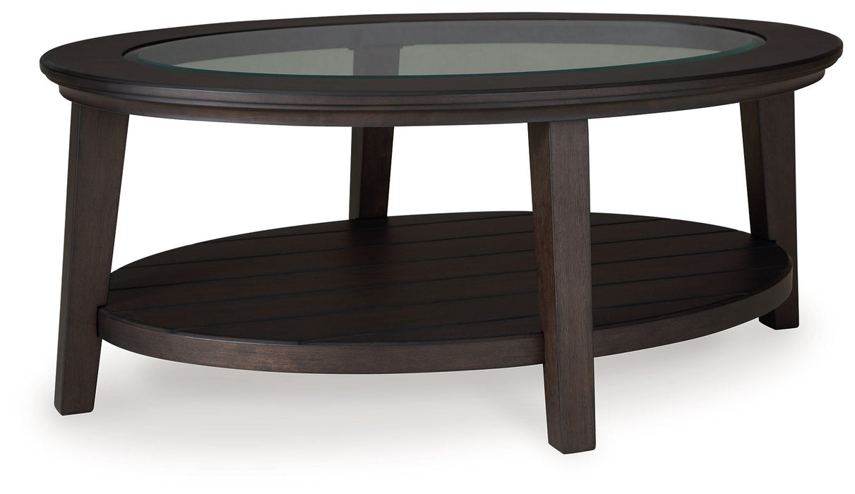 Celamar - Dark Brown - Oval Cocktail Table Sacramento Furniture Store Furniture store in Sacramento