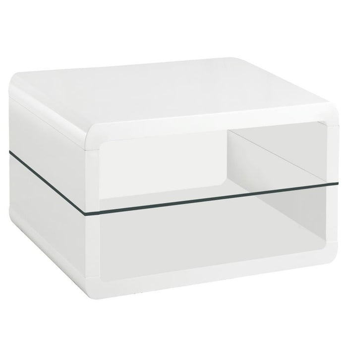 Elana - Square 2-Shelf End Table - Glossy White Sacramento Furniture Store Furniture store in Sacramento