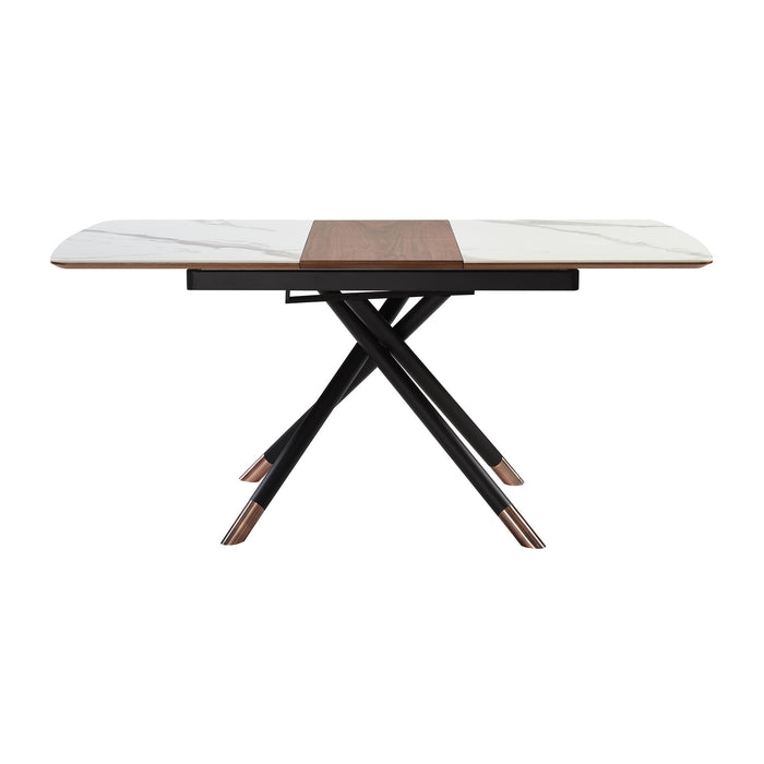 Alora - Extendable Dining Table Ceramic And Wood Top - Light Gray