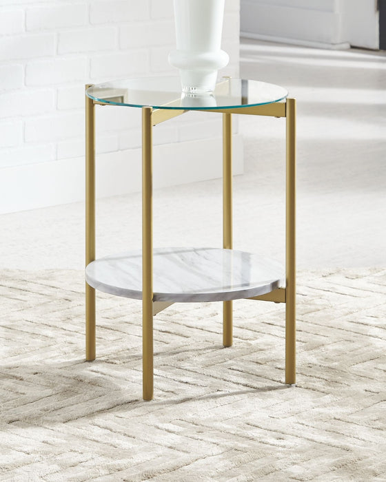 Wynora - White / Gold - Round End Table Sacramento Furniture Store Furniture store in Sacramento