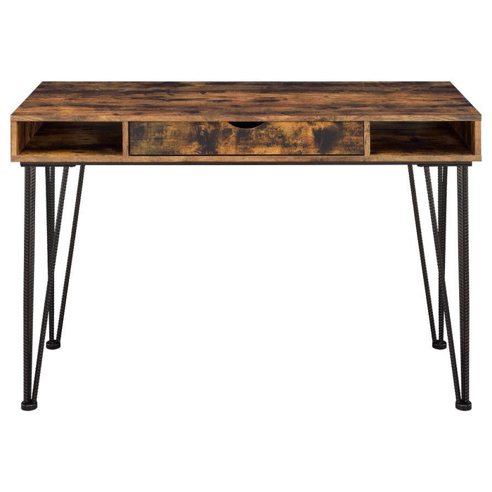 Olvera - 1-Drawer Writing Desk - Antique Nutmeg And Dark Bronze Sacramento Furniture Store Furniture store in Sacramento