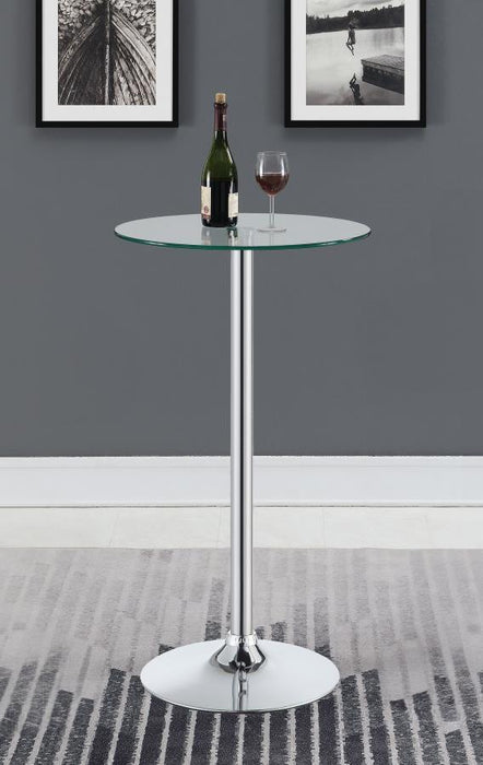 Abiline - Glass Top Round Bar Table - Chrome Sacramento Furniture Store Furniture store in Sacramento