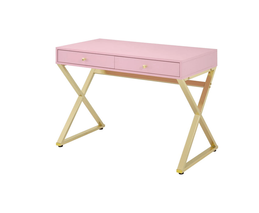 Coleen - Vanity Desk - Pink & Gold Finish - 31" Sacramento Furniture Store Furniture store in Sacramento