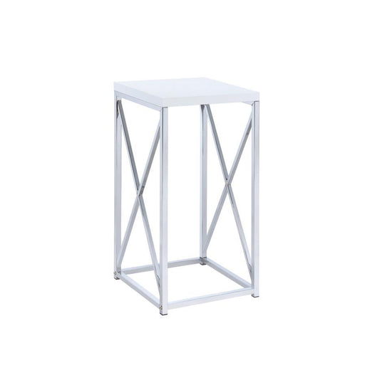 Edmund - Accent Table With X-Cross - Glossy White And Chrome Sacramento Furniture Store Furniture store in Sacramento