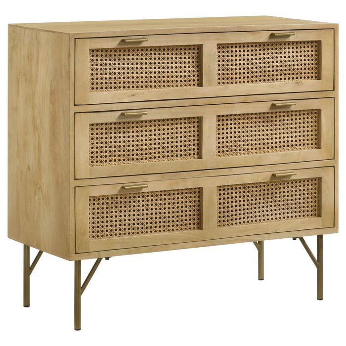 Zamora - 3-Drawer Accent Cabinet - Natural And Antique Brass Sacramento Furniture Store Furniture store in Sacramento