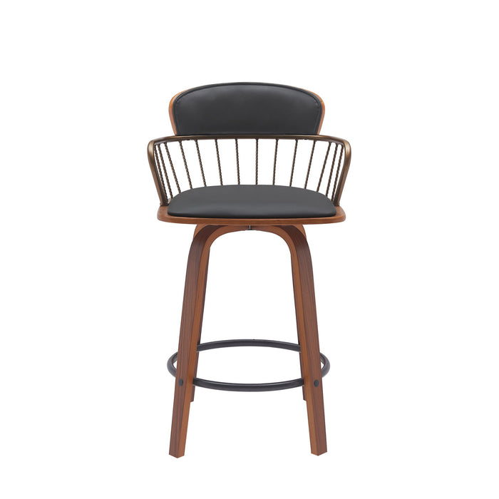 Willow - Swivel Walnut Wood Faux Leather Stool