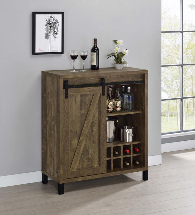 Arlington - Bar Cabinet With Sliding Door - Rustic Oak Sacramento Furniture Store Furniture store in Sacramento