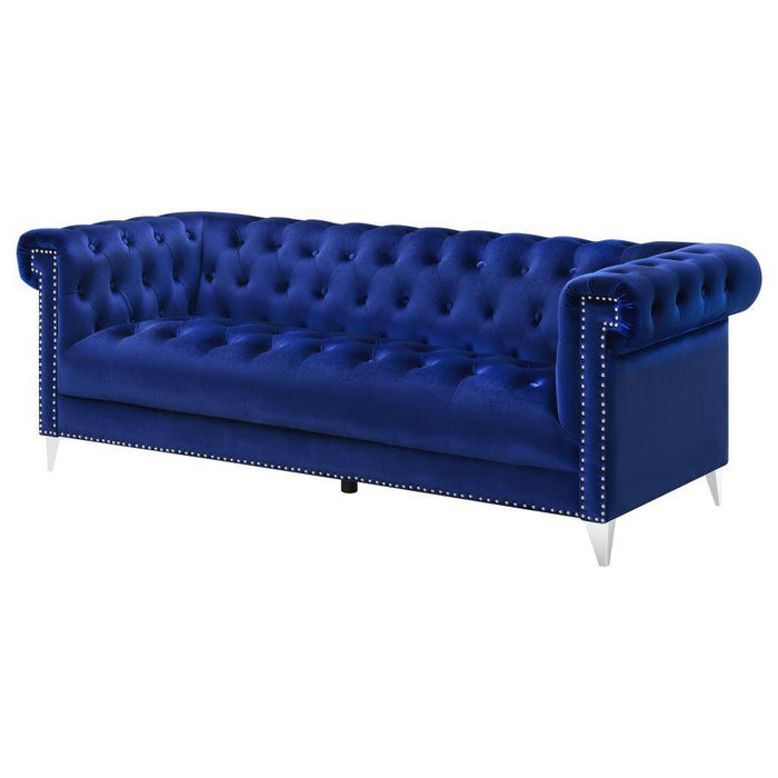 Bleker - Tufted Tuxedo Arm Sofa - Blue Sacramento Furniture Store Furniture store in Sacramento