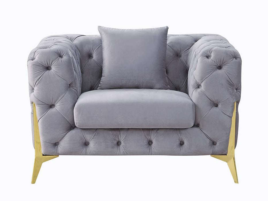 Jelanea - Chair - Gray Velvet & Gold Finish Sacramento Furniture Store Furniture store in Sacramento