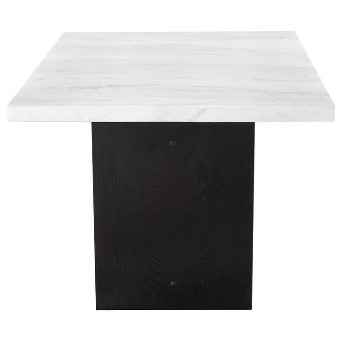 Sherry - Trestle Base Marble Top Dining Table - Espresso And White Sacramento Furniture Store Furniture store in Sacramento