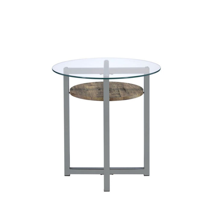 Janette - End Table - Weathered Oak, Black Nickel & Clear Glass Sacramento Furniture Store Furniture store in Sacramento