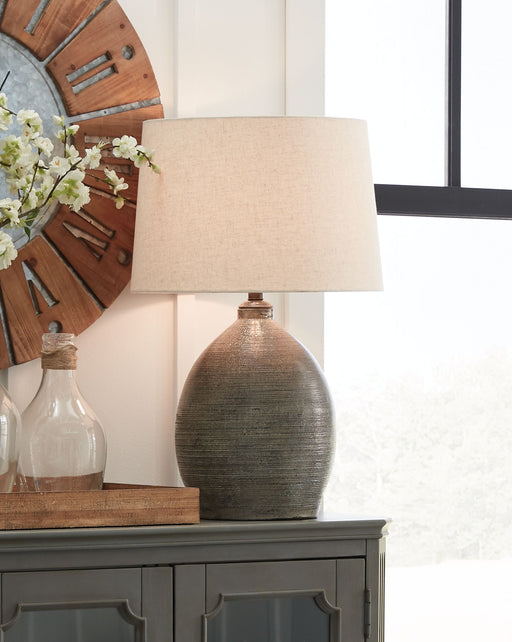 Joyelle - Gray - Terracotta Table Lamp Sacramento Furniture Store Furniture store in Sacramento