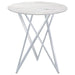 Bexter - Faux Marble Round Top Bar Table - White And Chrome Sacramento Furniture Store Furniture store in Sacramento