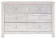 Paxberry - Whitewash - Six Drawer Dresser - Medallion Drawer Pulls Sacramento Furniture Store Furniture store in Sacramento