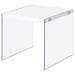 Opal - Square End Table With Clear Glass Legs - White High Gloss Sacramento Furniture Store Furniture store in Sacramento