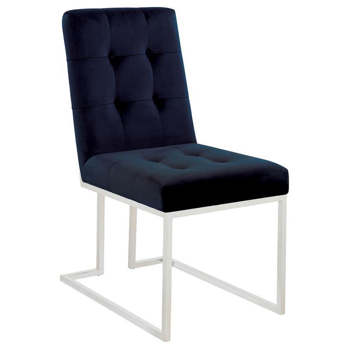 Cisco - Upholstered Dining Chairs (Set of 2) - Ink Blue And Chrome Sacramento Furniture Store Furniture store in Sacramento