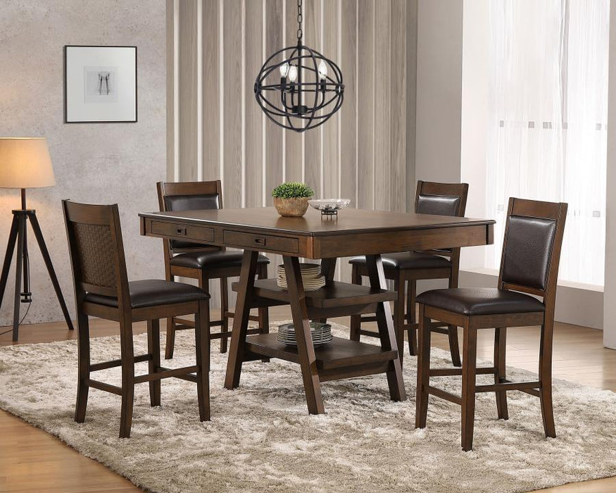 Dewey - 5 Piece Rectangular Dining Set - Brown And Walnut