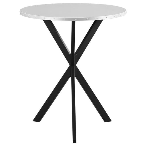 Kenzo - Round Metal Top Bar Table - Silver And Sandy Black Sacramento Furniture Store Furniture store in Sacramento
