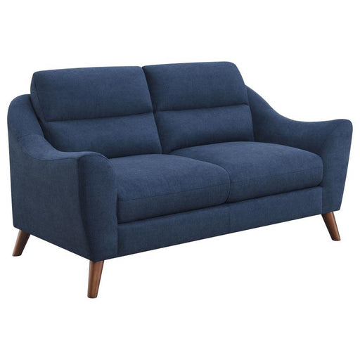 Gano - Sloped Arm Upholstered Loveseat - Navy Blue Sacramento Furniture Store Furniture store in Sacramento