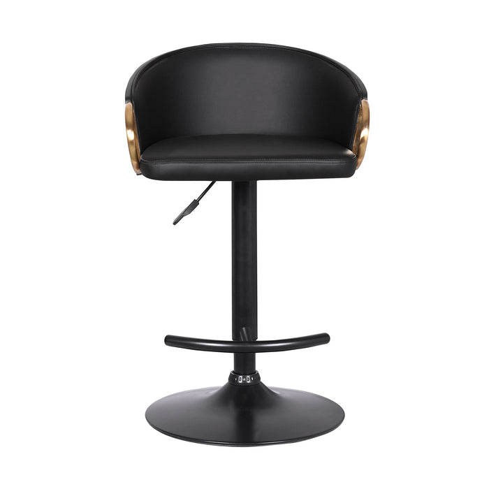 Solstice - Adjustable Black Swivel Barrstool - Black Powder / Gold