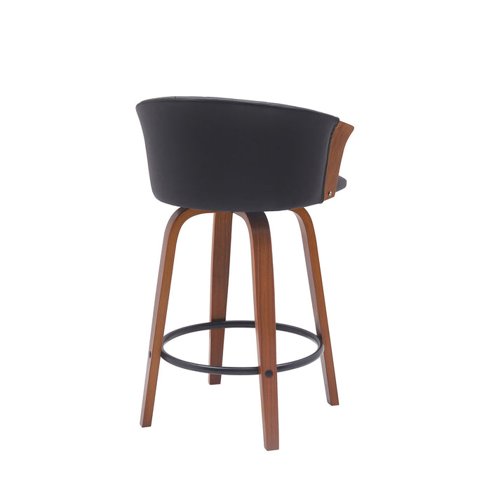 Diana - Swivel Walnut Wood Faux Leather Counter Stool