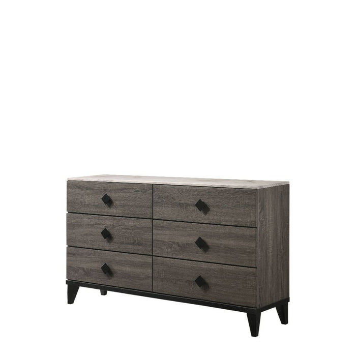 Avantika - Dresser - Faux Marble & Rustic Gray Oak