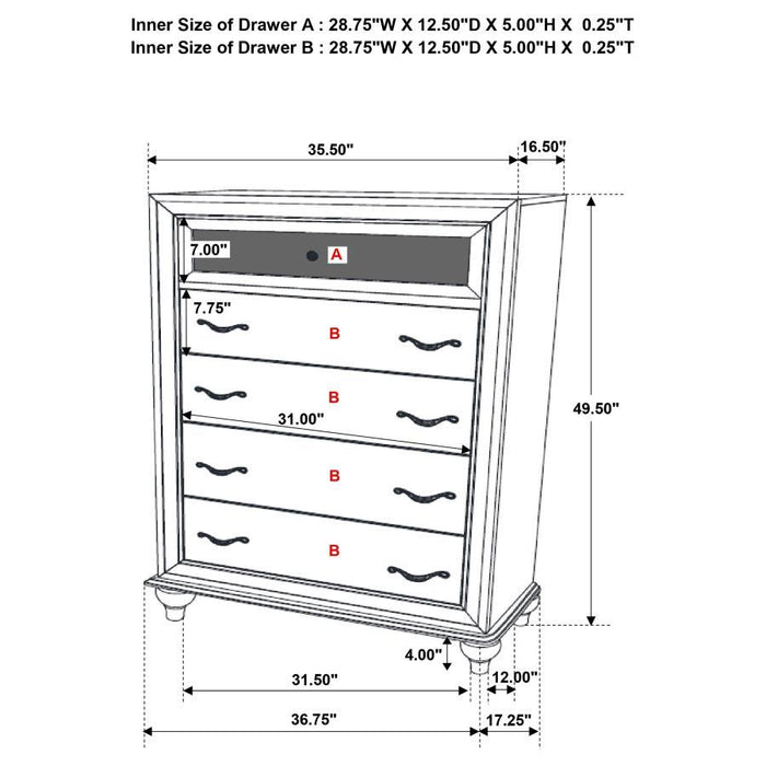 Barzini - 5-drawer Chest Sacramento Furniture Store Furniture store in Sacramento