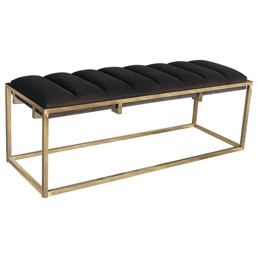 Lorena - Tufted Cushion Bench - Dark Gray And Gold Sacramento Furniture Store Furniture store in Sacramento