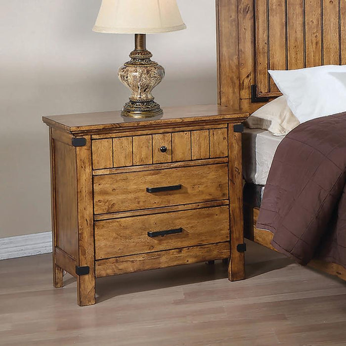 Brenner - 3-Drawer Night Stand - Rustic Honey Sacramento Furniture Store Furniture store in Sacramento