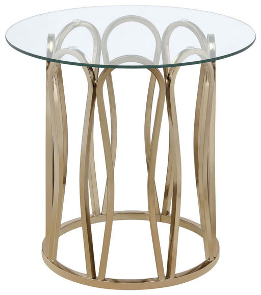 Monett - Round End Table - Chocolate Chrome And Clear Sacramento Furniture Store Furniture store in Sacramento