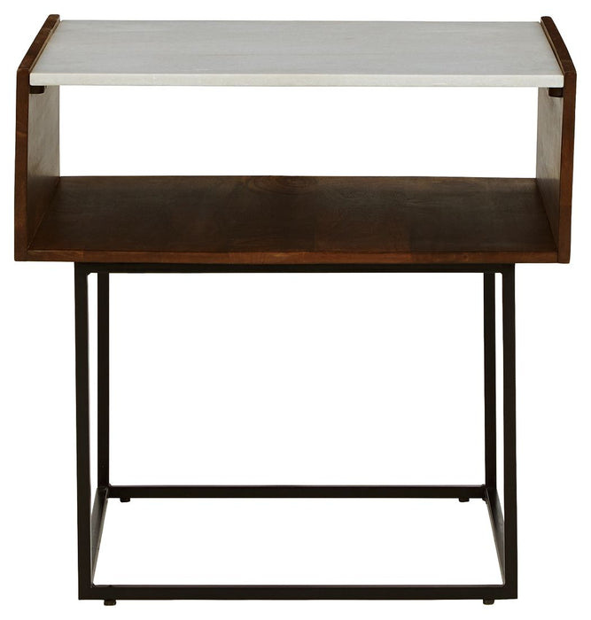 Rusitori - Brown / Beige / White - Rectangular End Table Sacramento Furniture Store Furniture store in Sacramento