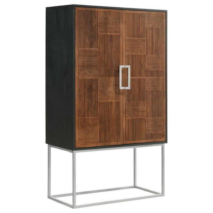 Borman - 2-Door Bar Cabinet Wine Storage - Walnut And Black Sacramento Furniture Store Furniture store in Sacramento