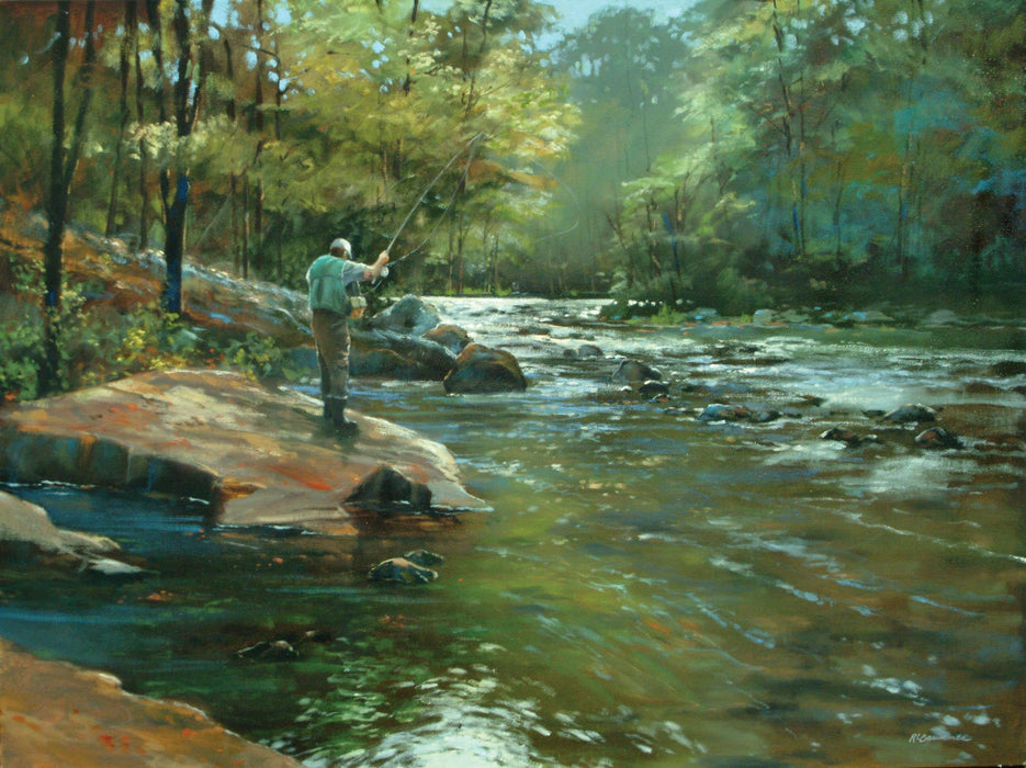 Framed - The Fly Fisherman By Roger Bansemer - Green