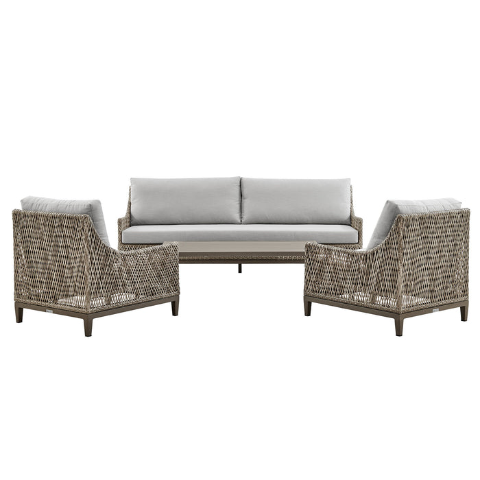 Grenada - 4 Piece Outdoor Wicker Conversation Set - Gray