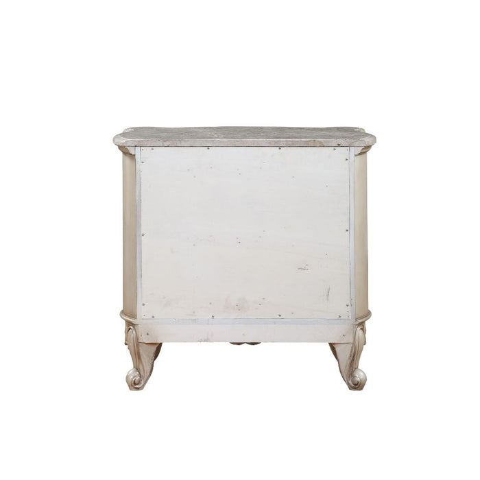 Gorsedd - Nightstand - Marble & Antique White Sacramento Furniture Store Furniture store in Sacramento