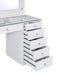 Acena - 7-Drawer Glass Top Vanity Desk With Lighting - White Sacramento Furniture Store Furniture store in Sacramento