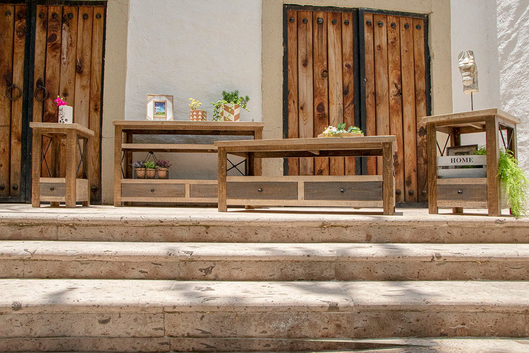 Andaluz - Chairside Table - Brown / Light Brown Antiqued