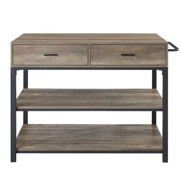 Macaria - Kitchen Island - Rustic Oak & Black Finish - 36" Sacramento Furniture Store Furniture store in Sacramento