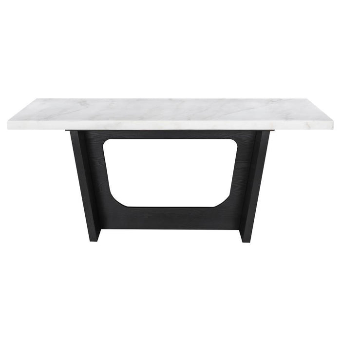 Sherry - Trestle Base Marble Top Dining Table - Espresso And White Sacramento Furniture Store Furniture store in Sacramento