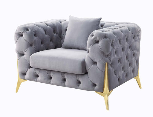 Jelanea - Chair - Gray Velvet & Gold Finish Sacramento Furniture Store Furniture store in Sacramento