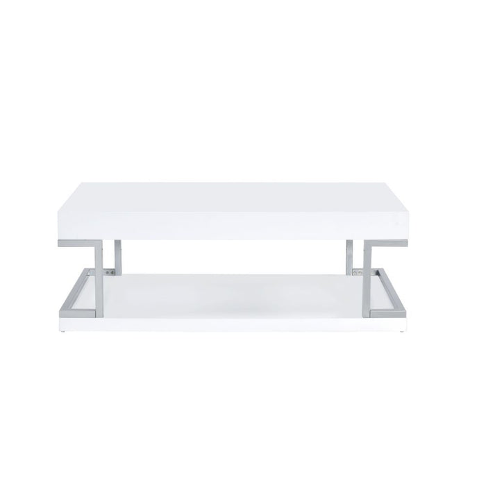 Aspers Coffee Table - White High Gloss & Chrome Sacramento Furniture Store Furniture store in Sacramento