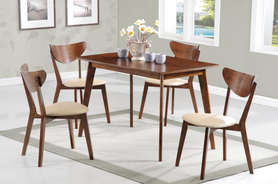 Kersey - 5 Piece Rectangular Dining Set - Chestnut And Tan