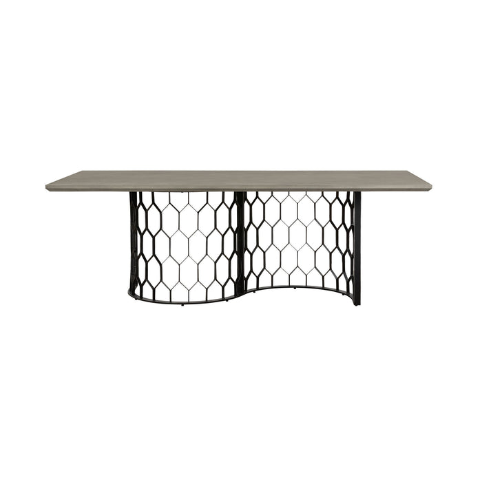 Solange - Rectangular Dining Table - Concrete / Black