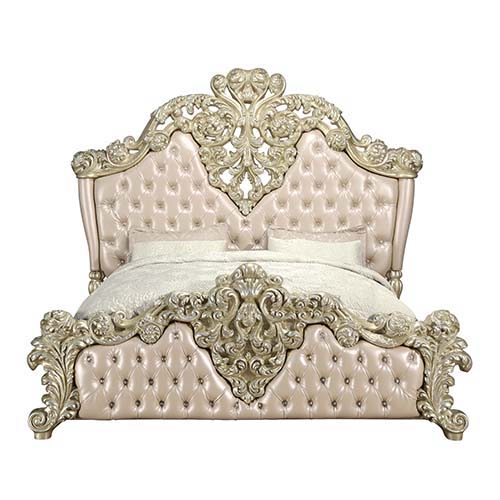 Vatican - Eastern King Bed - PU Leather, Light Gold & Champagne Silver Finish Sacramento Furniture Store Furniture store in Sacramento