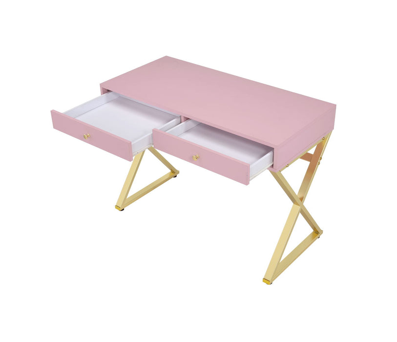 Coleen - Vanity Desk - Pink & Gold Finish - 31" Sacramento Furniture Store Furniture store in Sacramento