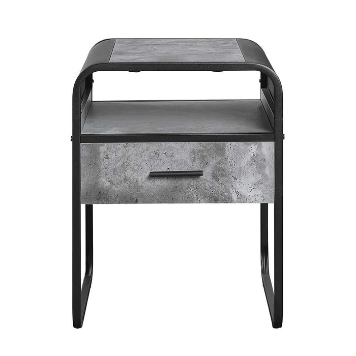 Raziela - End Table - Concrete Gray & Black Finish - 22" Sacramento Furniture Store Furniture store in Sacramento