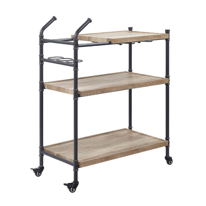 Brantley - Serving Cart - Oak & Sandy Black Finish Sacramento Furniture Store Furniture store in Sacramento