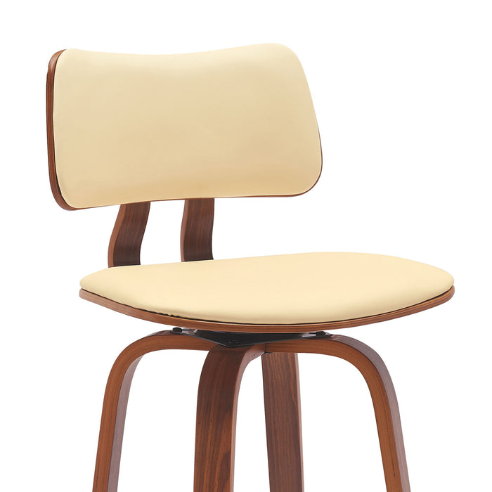 Pico - Swivel Walnut Wood Faux Leather Stool