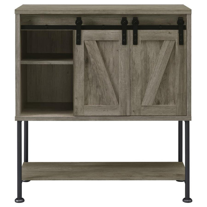 Claremont - Sliding Door Bar Cabinet With Lower Shelf - Gray Driftwood Sacramento Furniture Store Furniture store in Sacramento